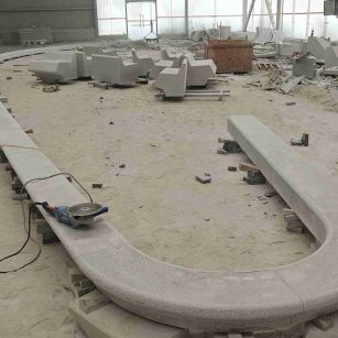 云南 芝麻白花岗岩弧形花坛石，坐凳石