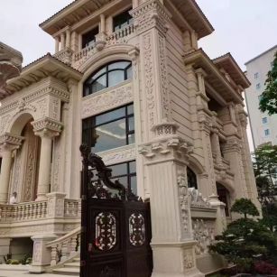 云南 黄金麻花岗岩别墅外墙干挂效果展示