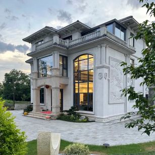 云南 白麻花岗岩私人别墅干挂石材豪华定制