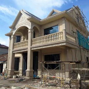 云南 黄金麻花岗岩石材私人别墅雕花门楼柱阳台栏杆