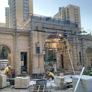 云南 黄金麻荔枝面花岗岩小区门楼外墙干挂