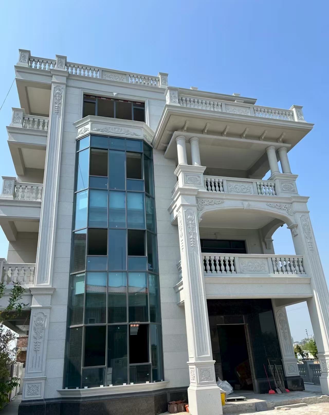 云南 白麻花岗岩别墅外墙干挂效果展示