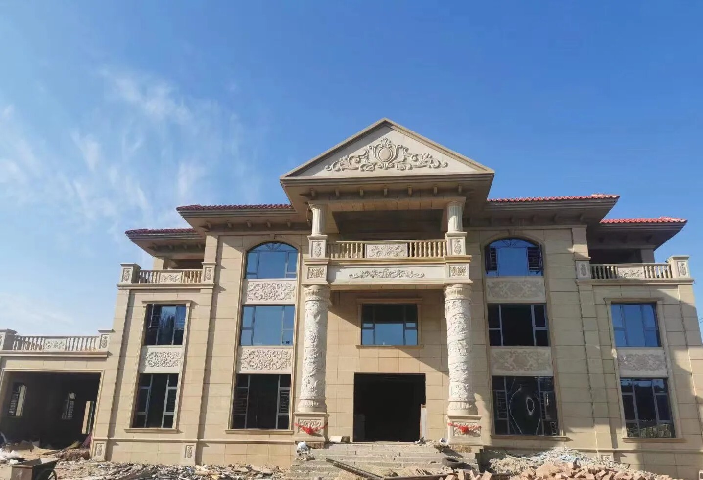 云南 黄金麻花岗岩别墅外墙干挂